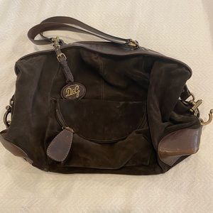 D & G Dolce and Gabbana Janet Suede and Leather Brown Handbag